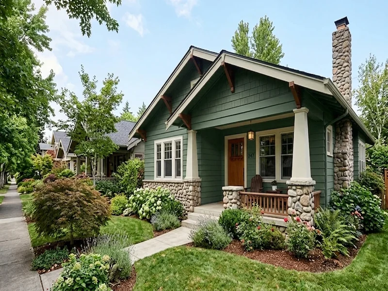 Beautifully painted craftsman bungalow exterior in Charlotte NC